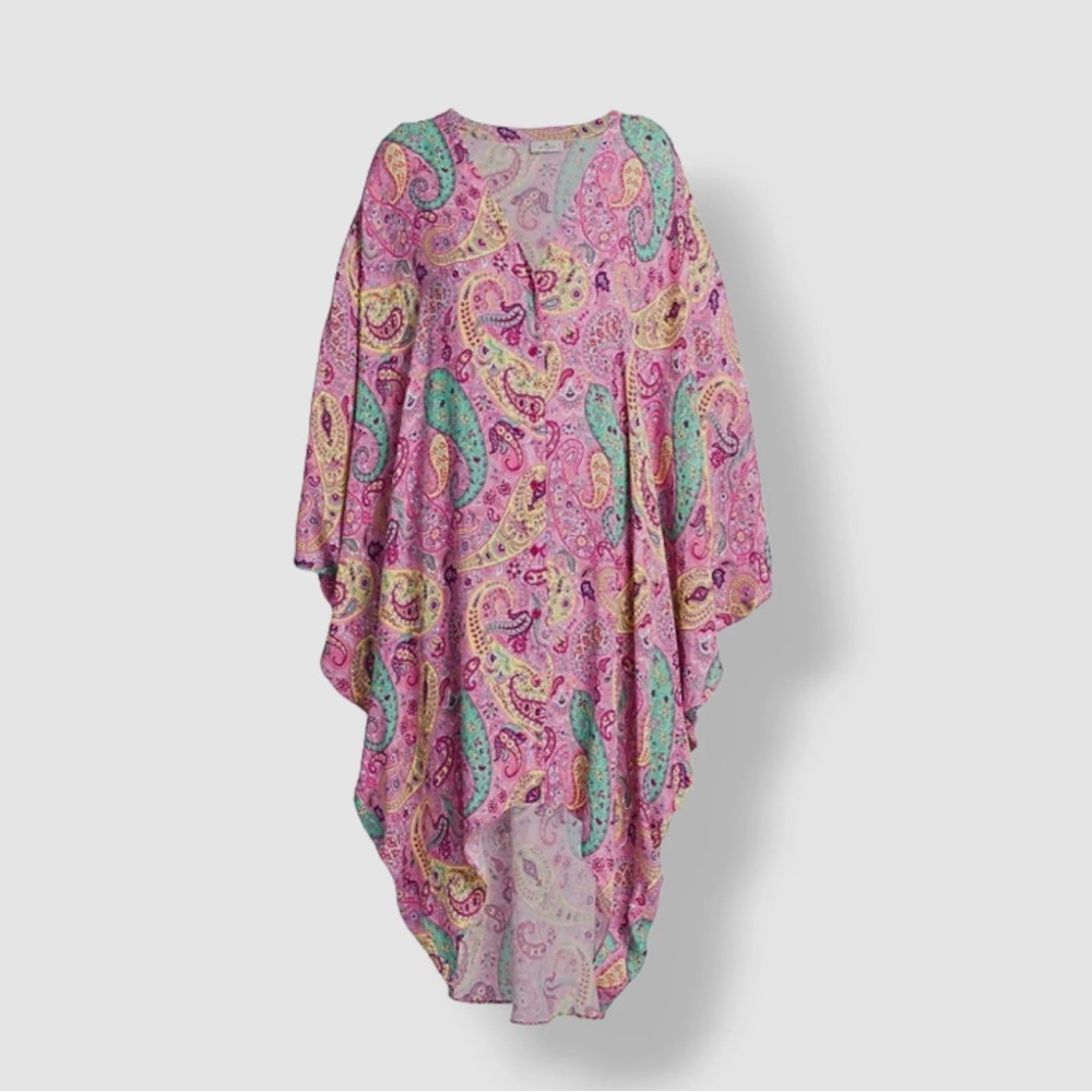 Etro Dress (nwt $1,350) Pink Paisley High/Low Caftan Dress Sz 40 / Small